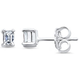 .22ct G SI 14K White Gold Diamond Petite Emerald Cut Solitaire Stud Earrings
