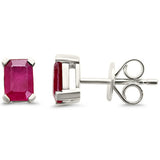 1.55ct 14K White Gold Radiant Cut Natural Ruby Earrings