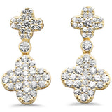 .72ct G SI 14K Yellow Gold Diamond Clover Drop Earrings