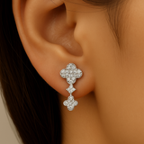 .51ct G SI 14K White Gold Diamond Clover Drop Earrings