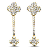 .51ct G SI 14K Yellow Gold Diamond Clover Design Drop Earrings