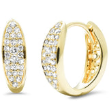 .25ct G SI 14K Yellow Gold Pave Set Diamond Hoop Earrings