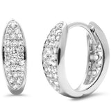 .25ct G SI 14K White Gold Pave Set Diamond Hoop Earrings