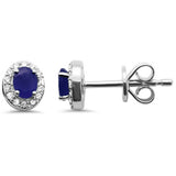 <span style="color:purple">SPECIAL!</span> .55ct G SI 14K White Gold Diamond & Blue Sapphire Gemstone Petite Earrings