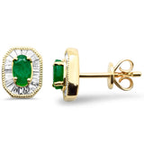 .80ct G SI 14K Yellow Gold Baguette Diamond & Emerald Earrings