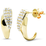 .32ct G SI 14K Yellow Gold Diamond Dome Style J Hoop Earrings