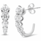 1.00ct G SI 14K White Gold Diamond Journey Graduated J Hoop Earrings