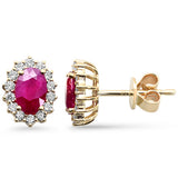 1.15ct G SI 14K Yellow Gold Diamond & Ruby Gemstone Earrings