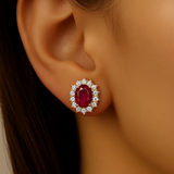1.15ct G SI 14K Yellow Gold Diamond & Ruby Gemstone Earrings