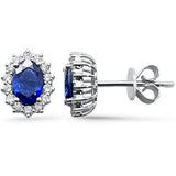 1.52ct G SI 14K White Gold Diamond & Blue Sapphire Gemstone Earrings