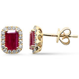 1.51ct G SI 14K Yellow Gold Diamond & Ruby Gemstone Earrings