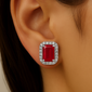 <span style="color:purple">SPECIAL!</span>1.74ct G SI 14K White Gold Diamond & Ruby Gemstone Earrings
