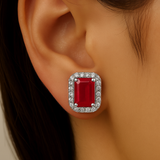 1.49ct G SI 14K White Gold Diamond & Ruby Gemstone Earrings