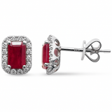 1.49ct G SI 14K White Gold Diamond & Ruby Gemstone Earrings
