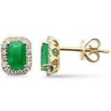 1.29ct G SI 14K Yellow Gold Diamond & Emerald Gemstone Earrings