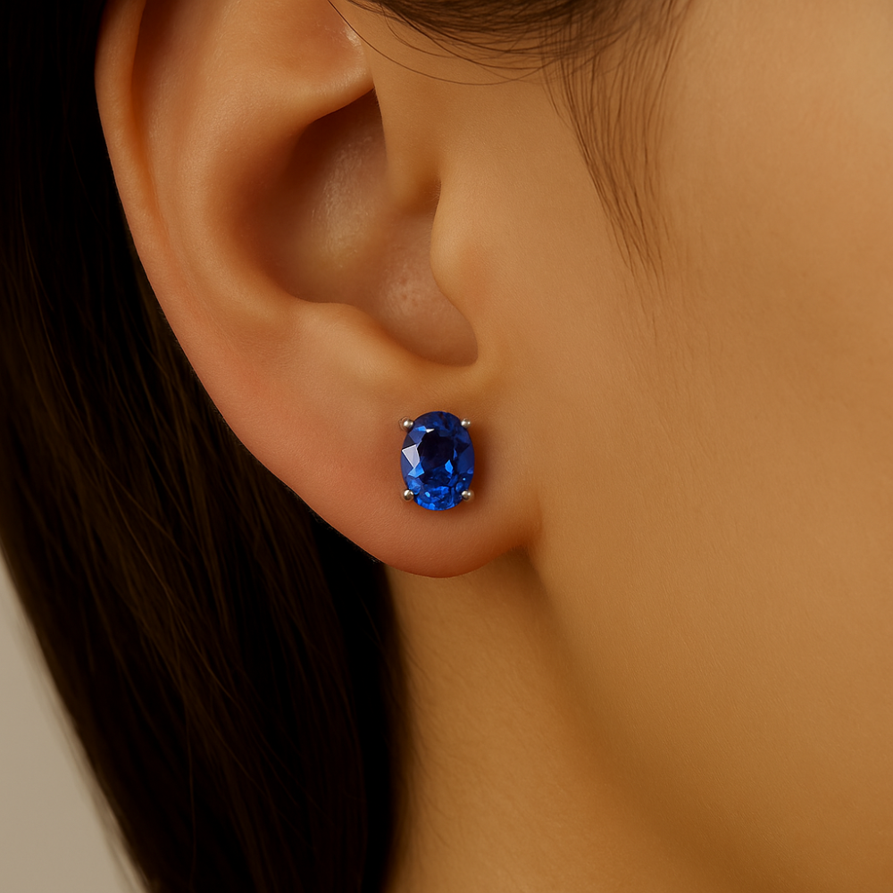 <span style="color:purple">SPECIAL!</span> 1.21ct G SI 14K White Gold Blue Sapphire Gemstone Earrings