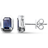 1.11ct G SI 14K White Gold Blue Sapphire Gemstone Stud Earrings