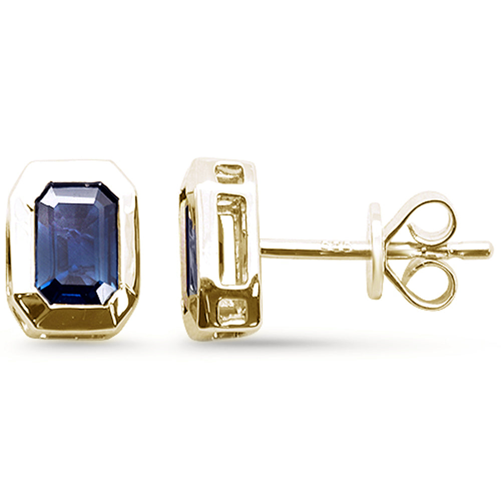 1.11ct G SI 14K Yellow Gold Blue Sapphire Gemstone Stud Earrings