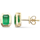 1.03ct G SI 14K Yellow Gold Emerald Gemstone Stud Earrings