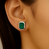 1.20ct G SI 14K White Gold Emerald Gemstone Stud Earrings