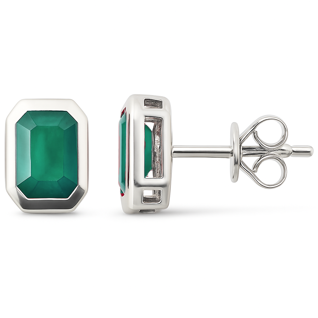 1.20ct G SI 14K White Gold Emerald Gemstone Stud Earrings