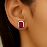 1.64ct G SI 14K White Gold Ruby Gemstone Stud Earrings