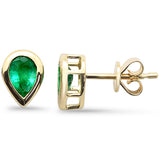 .72ct G SI 14K Yellow Gold Pear Shape Emerald Gemstone Stud Earrings