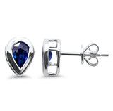 .93ct G SI 14K White Gold Pear Shape Blue Sapphire Gemstone Earrings