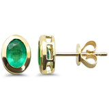.81ct G SI 14K Yellow Gold Oval Shape Emerald Gemstone Stud Earrings