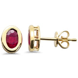 .77ct G SI 14K Yellow Gold Oval Shape Ruby Gemstone Earrings