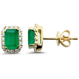 1.25ct G SI 14K Yellow Gold Diamond & Emerald Gemstone Earrings