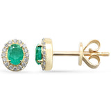 .37ct G SI 14K Yellow Gold Diamond & Emerald Gemstone Earrings