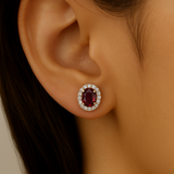 .62ct G SI 14K Yellow Gold Diamond & Ruby Gemstone Earrings