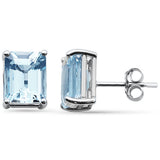 3.46ct G SI 14K White Gold Aquamarine Gemstone Stud Earrings