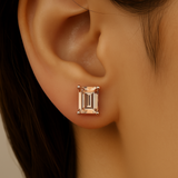 2.35ct G SI 14K Rose Gold Morganite Gemstone Stud Earrings