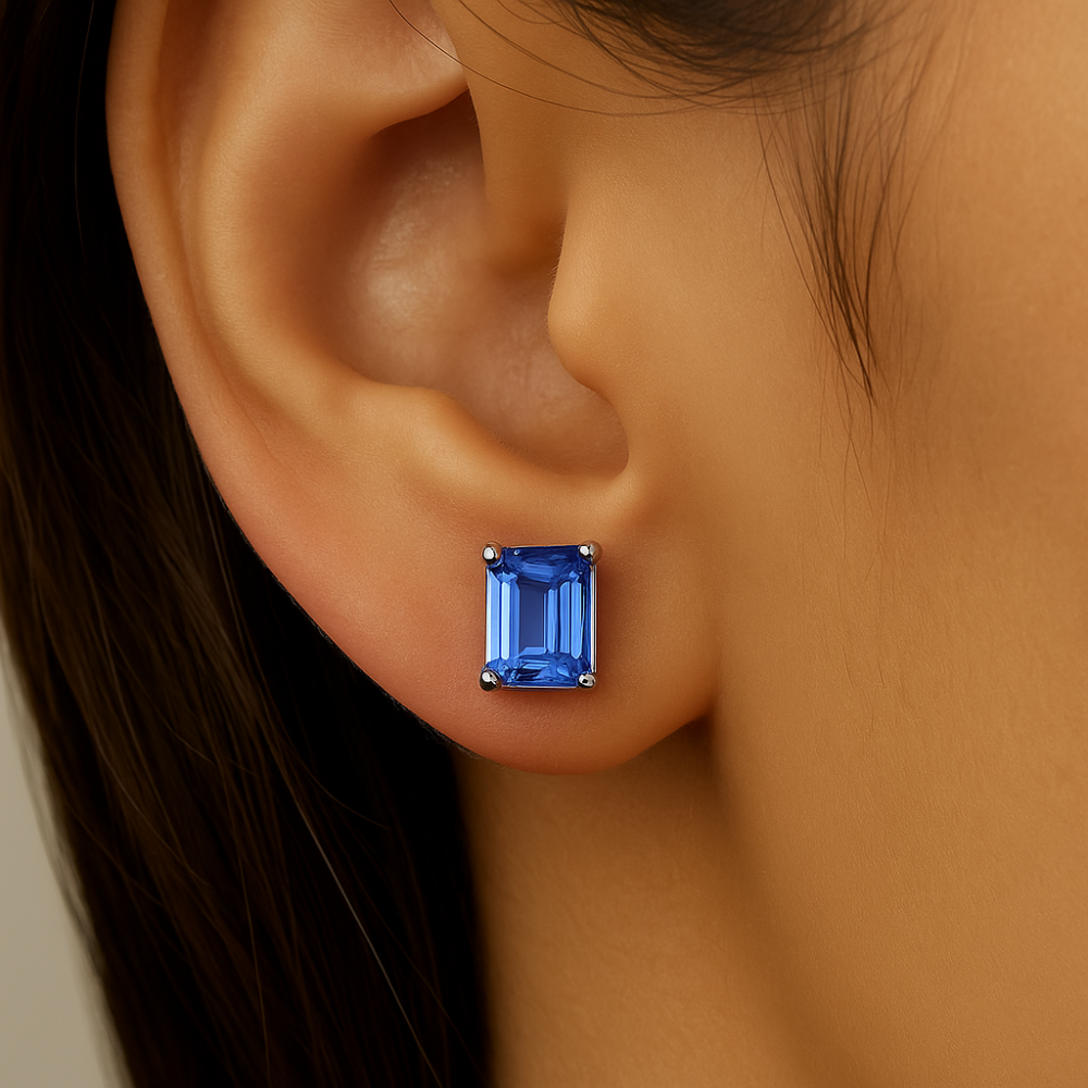 2.01ct G SI 14K White Gold Tanzanite Gemstone Stud Earrings