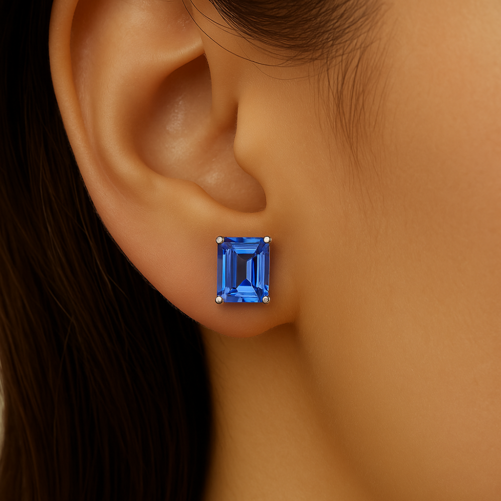 4.11ct G SI 14K White Gold Tanzanite Gemstone Stud Earrings