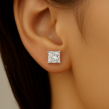1.42ct G SI 14K White Gold Princess Cut Diamond Stud Earrings