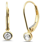 .26ct G SI 14K Yellow Gold Bezel Set Round Diamond Lever Back Earrings
