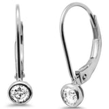 .26ct G SI 14K White Gold Bezel Set Round Diamond Lever Back Earrings