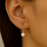 .26ct G SI 14K Yellow Gold Bezel Set Round Diamond Lever Back Earrings