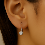 .26ct G SI 14K White Gold Bezel Set Round Diamond Lever Back Earrings