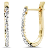 .16ct G SI 14K Yellow Gold Round Diamond Hoop Earrings