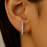 .16ct G SI 14K Yellow Gold Round Diamond Hoop Earrings