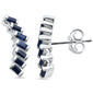 <span style="color:purple">SPECIAL!</span>.80ct G SI 14K White Gold Blue Sapphire Gemstone Modern Ear Crawler Earrings