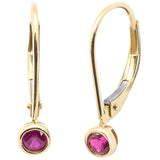 .29ct G SI 14K Yellow Gold Ruby Gemstone Bezel Set Lever Back Earrings