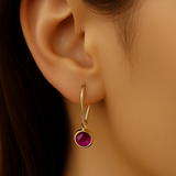 .29ct G SI 14K Yellow Gold Ruby Gemstone Bezel Set Lever Back Earrings