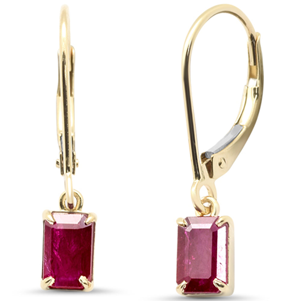 1.30ct G SI 14K Yellow Gold  Ruby Gemstone Lever Back Dangling Earrings