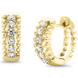 .32ct G SI 14K Yellow Gold Diamond Beaded Hoop Earrings