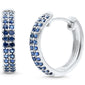 <span style="color:purple">SPECIAL!</span>.43ct G SI 14K White Gold Blue Sapphire Gemstone Hoop Earrings